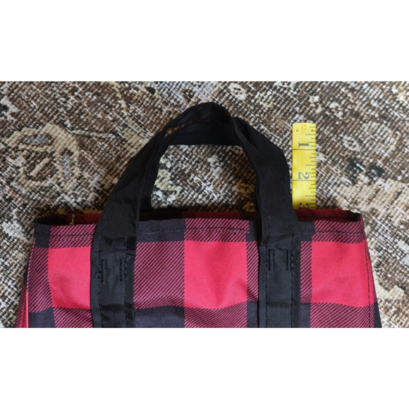L.L.Bean Red Black Buffalo Plaid Mini Tote Bag Purse Handbag Small Classic - Picture 5 of 7